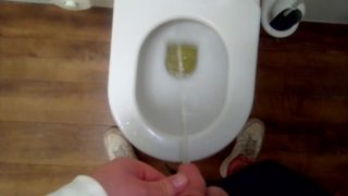 Fat Teen Boy piss in a Public toilet 