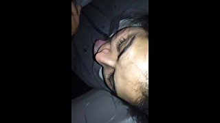 Face fucking nerdy latina slut outside