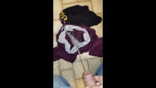 Pissing on my step sisters clothes she left on the bathroom floor