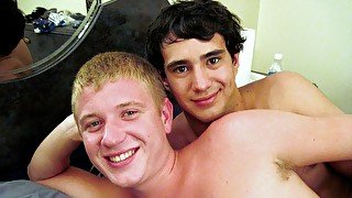 Hot young couple gay boys fucking their asses on the bad