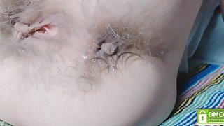 Hairy asshole farting close up