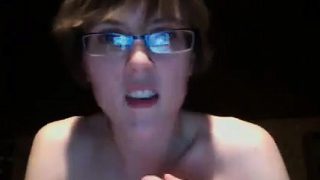 Naked Nerd Rubs Her Wet Pussy