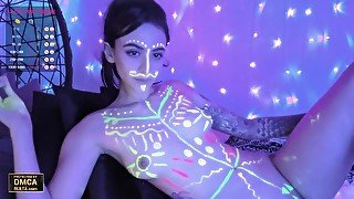 Gia Baker - Neon Painting And Pussy Rubbing