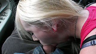 Slender blonde Brandi Blunt gives her lover one hell of a blowjob