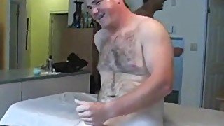 Passionate hairy man fucked on the kitchen table