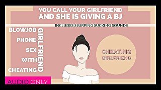 AUDIO ONLY - Cheating girlfriend phone sex talks to you while giving your friend head