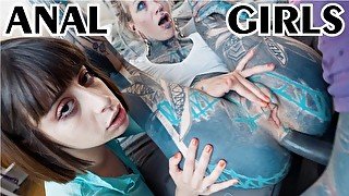 heavy tattooed couple fuck a inocent girl in her ASS - ANAL, gape, AtM, ATOGM, facial cumshot,