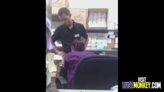 Asian fucked in the backroom at work