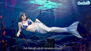 Mermaid masturbates till she gets even more wet