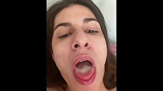 Sexy Trans College Girl Eats Her Own Cum While Roommate Is Out