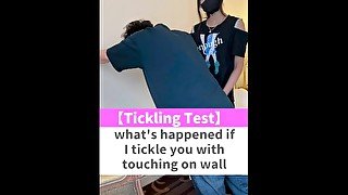 what's happened if I tickle you with touching on wall♡ #shorts