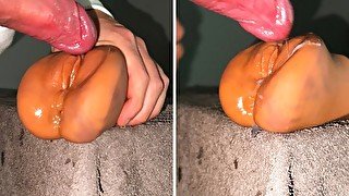 Moaning orgasm and hot cumshot while fucking my fleshlight