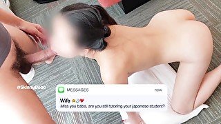 Cheating Japanese exchange student blowjob