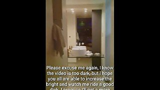 Masked sissy riding dick in a very dark motel room