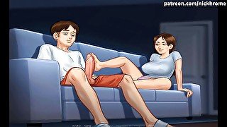 Summertime saga part 99 - night footjob stepsister ( Spanish sub )