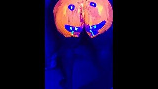 Big Booty Shaking in Pumpkin Black light paint