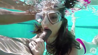 Euro Slut Sucks Cock Underwater