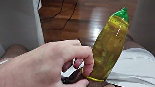 TRYING TO PUT A CONDOM ON MY HUGE DICK