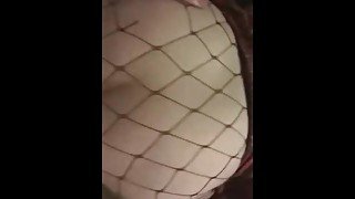 Sexy babe spoils me in fishnets and schoolgirl outfit