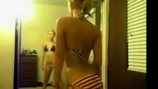 Dance! Teen does a mirror dance on webcam