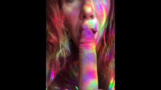 Tail plug play and dildo rainbow slow blowjob. Squirt runs down my leg!