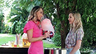 Carter Cruise and Madison Mia eating pussy in the public place