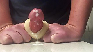 Hard Cock Fucks Pocket Pussy For Close Up Moaning Cumshot