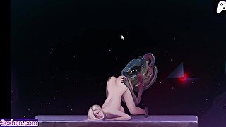 Alien licks a tall blonde girl's pussy and gives her an orgasm  Hentai Games Gallery  P33 w sound!