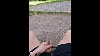 Risky cumshot in Public!