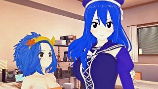 (3D Hentai)(Fairy Tail) Sex with Juvia and Levy