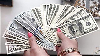 ASMR rustling of dollar bills in my beautiful manicured hands & humiliation!