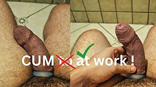 Cumming at work! fun with uncut tight forseskin