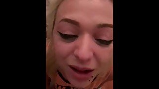 Petite blonde sucks bbc and gets a facial