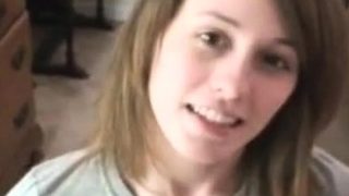 Cute dark blonde girl sucks dick and gags on older guys cum