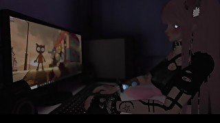 Shy girl fucks her pussy with new toy she got in the mail ~ VRChat