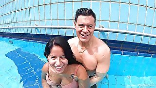 Super Busty Latina In Pink Bikini Gets Deep Creampie From Stepdaddy Dan