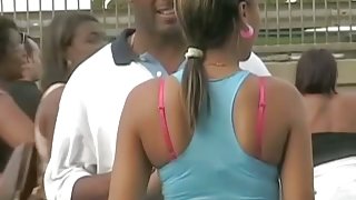 Alluring ebony ass caught on street candid cam