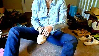 Kinky wife shows off her collection of stinky shoes and her soles