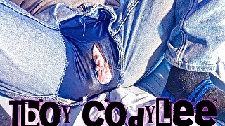 Cutting TboyCodyLee's clothes exposing his tits and dick