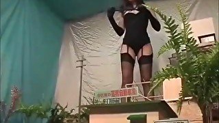 Japanese giantess dominatrix crushing city in heels and stockings