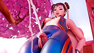 Big Breast Chun-Li Uses Her Thicc Thighs Meter To Make A New Challenger Cum Hard As Fuck