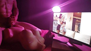 Eva Elfie threesome tribute by fucking and cumming inside sex doll