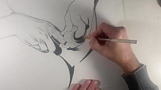 Pencil sketch of the hands Full HD Erotic Porn