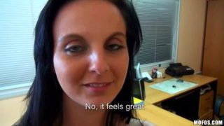 Mellow dusky Czech teenage gal Tara Tattoo got a sperm shot on her face in the open