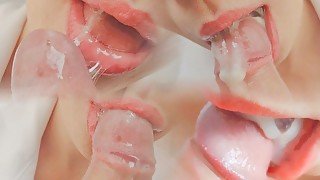 Compilation of Cumshot in Stepdaughter's Mouth - Close up