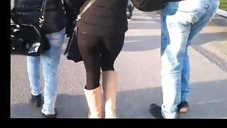 Black leggings teen candid