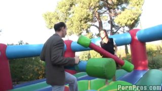 Rough sex with an olf guy in an inflatable game for mia