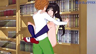 Yui Kotegawa and Rito Yuki have intense sex in a deserted library. - To Love Ru Hentai