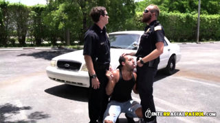 Suspect is taken and banged by gay cops against the car hood