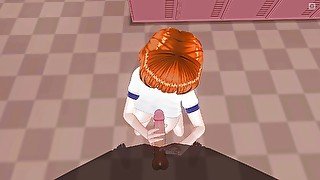 3D HENTAI - POV redhead college girl jerks your cock